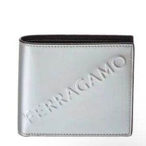 Salvatore Ferragamo Silver Logo Wallet NWT
